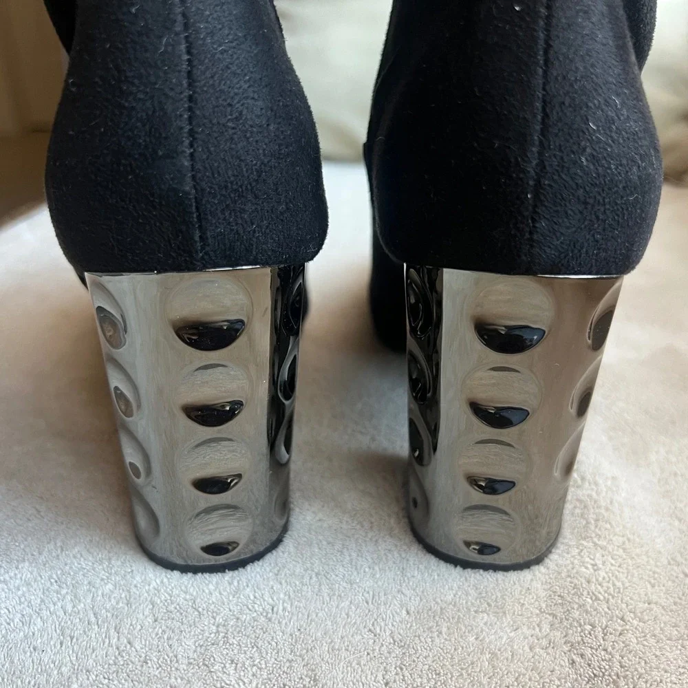 Carlos by Carlos Santana‎ Quantum Faux Black Suede Over Knee Boot Heel 7.5